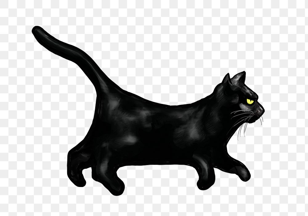 Black cat  png illustration sticker, transparent background