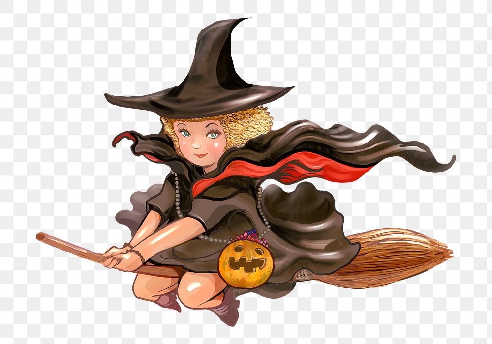 Halloween witch png illustration sticker, transparent background
