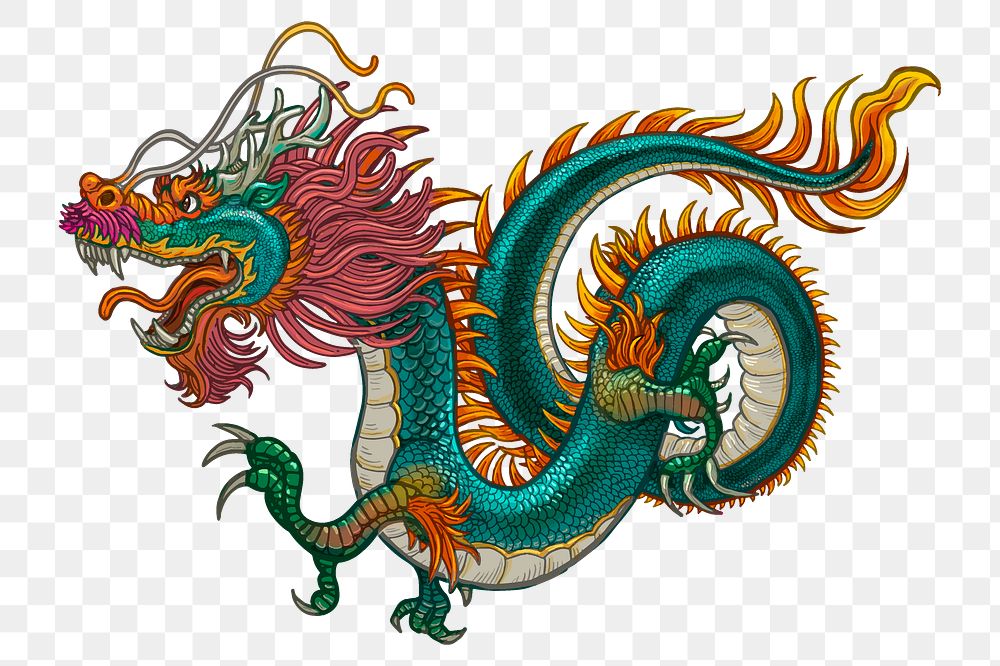 Traditional Chinese dragon png sticker, transparent background