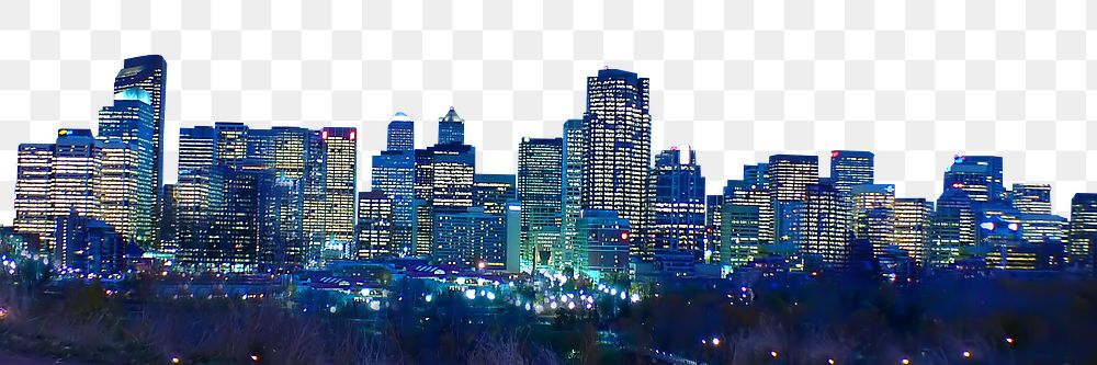 Calgary cityscape png border, office buildings, transparent background