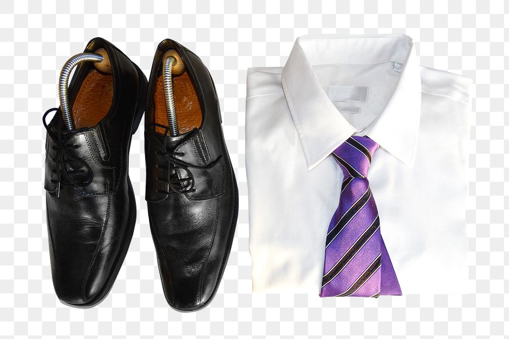 Professional leather shoes & shirt png sticker, transparent background