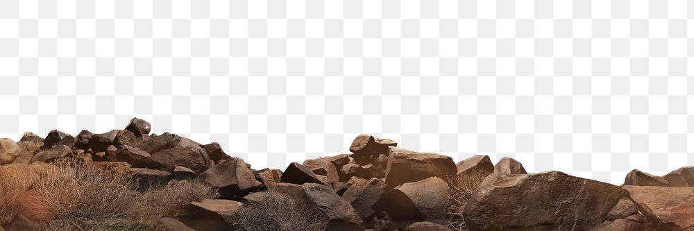 Rocky land png border, nature photo, transparent background