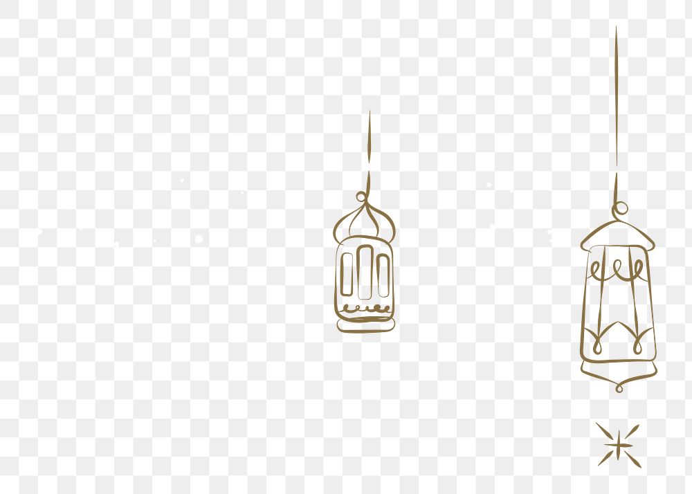 Hanging lanterns png Ramadan border sticker, transparent background