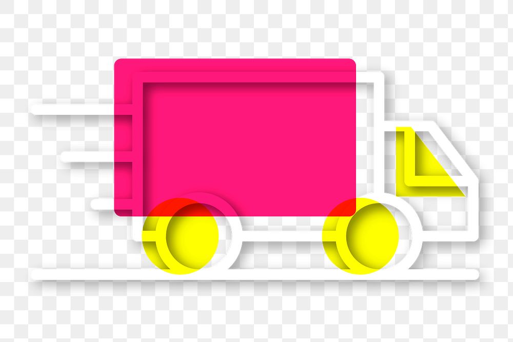 Delivery truck icon png sticker, line art graphic, transparent background