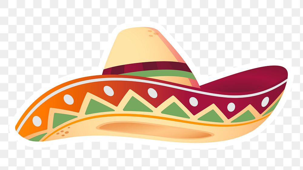 Png Mexican sombrero hat sticker, transparent background