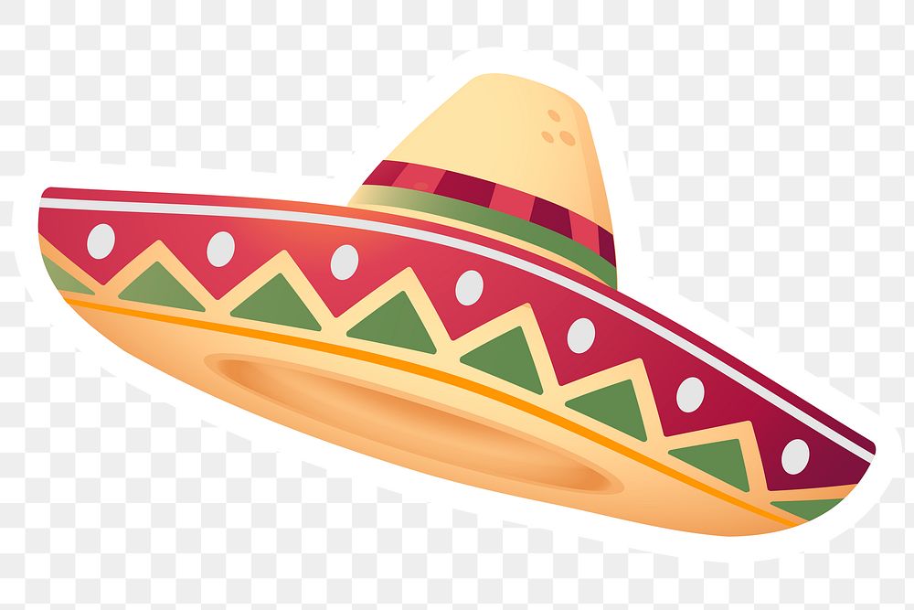 Png Mexican sombrero hat sticker, transparent background
