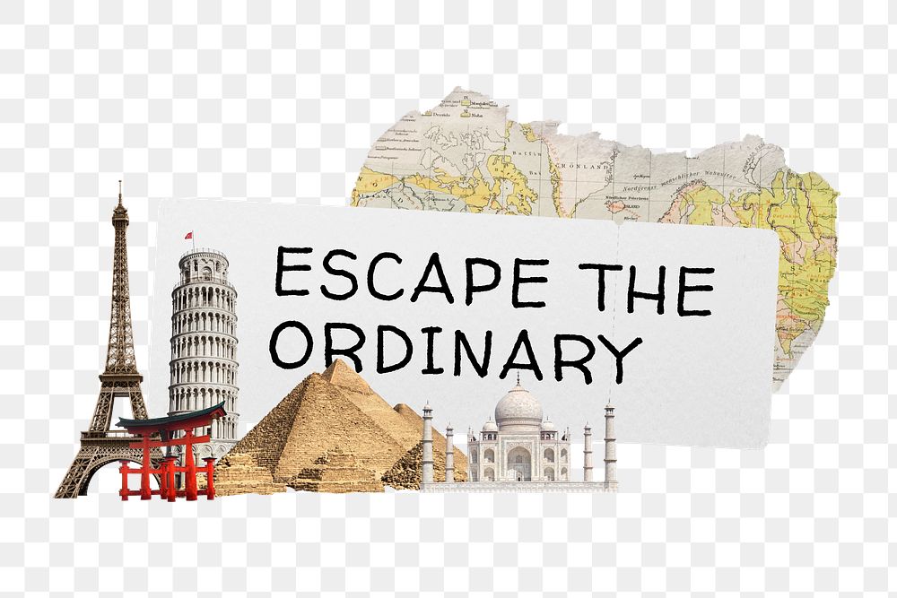 Escape the ordinary png word sticker typography, transparent background