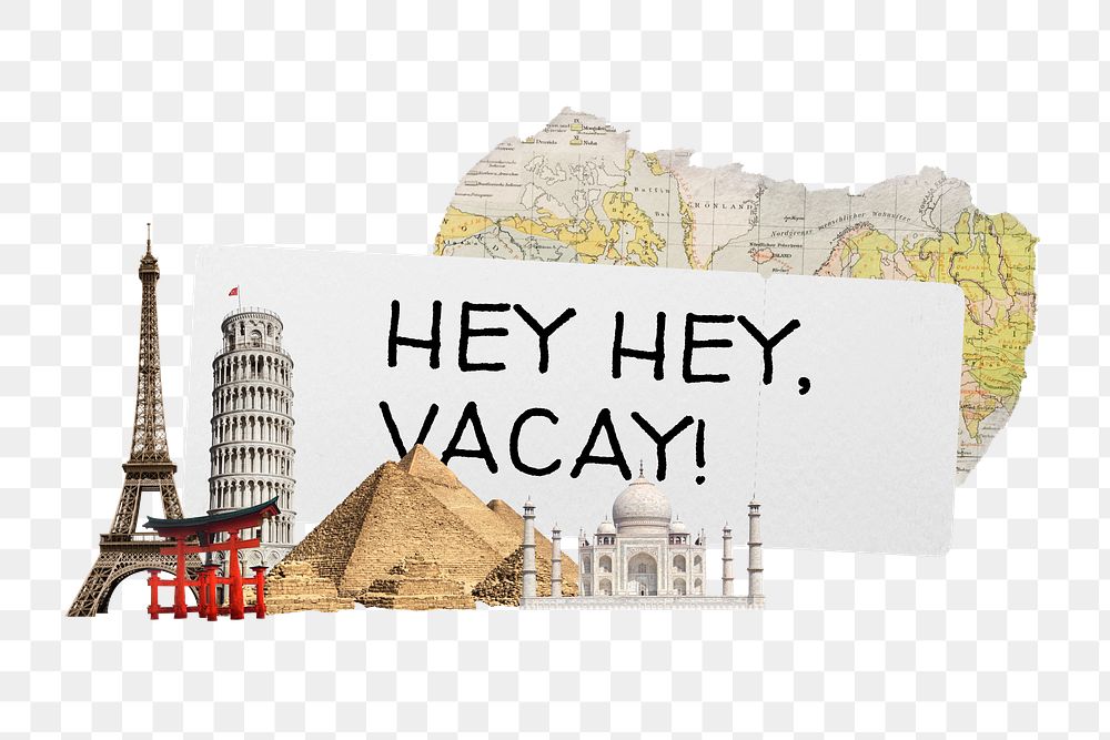 Vacation quote png sticker, transparent background