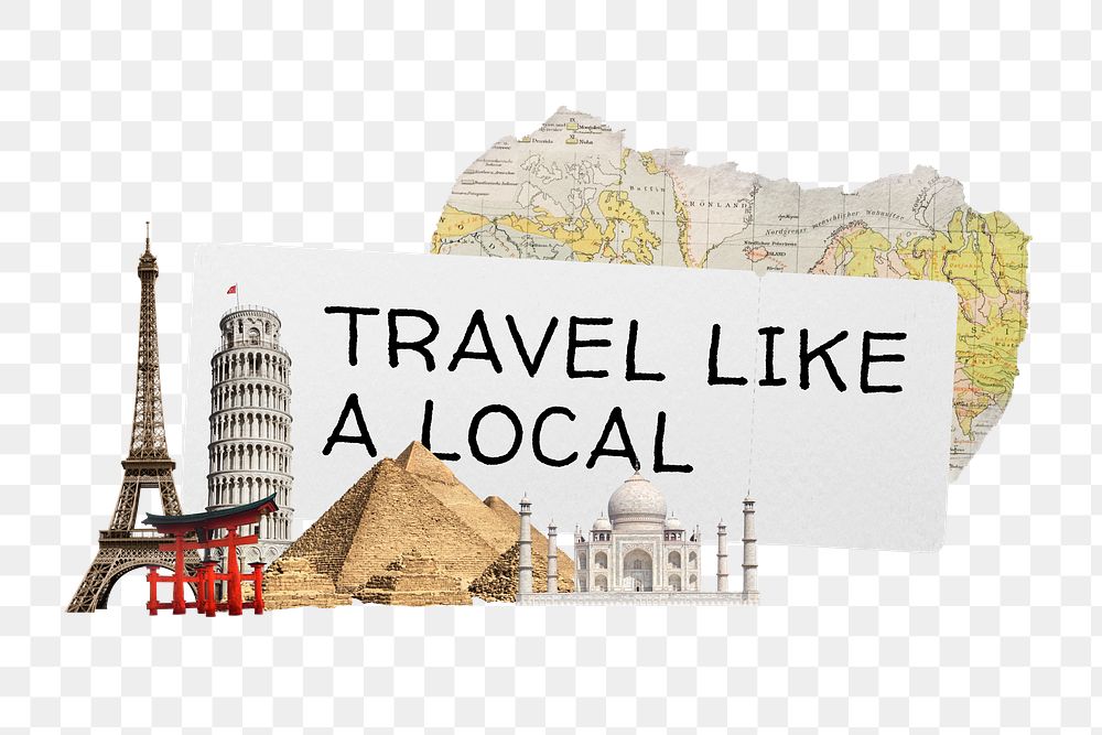 Travel like local png word sticker typography, transparent background