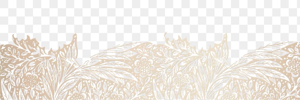 PNG gold floral border sticker, transparent background