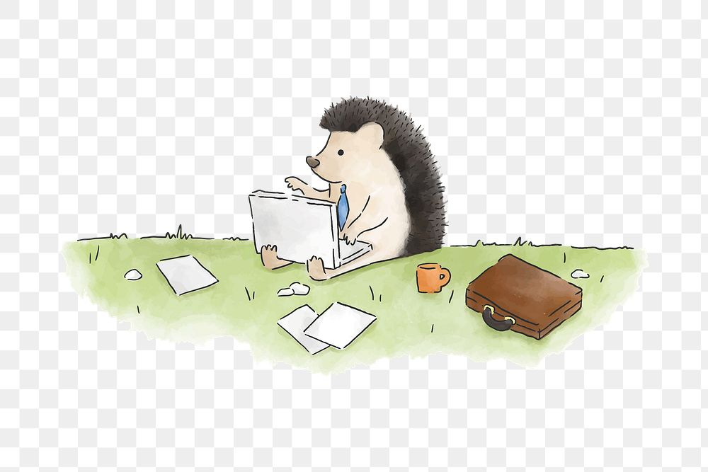 Businessman hedgehog png illustration sticker, transparent background