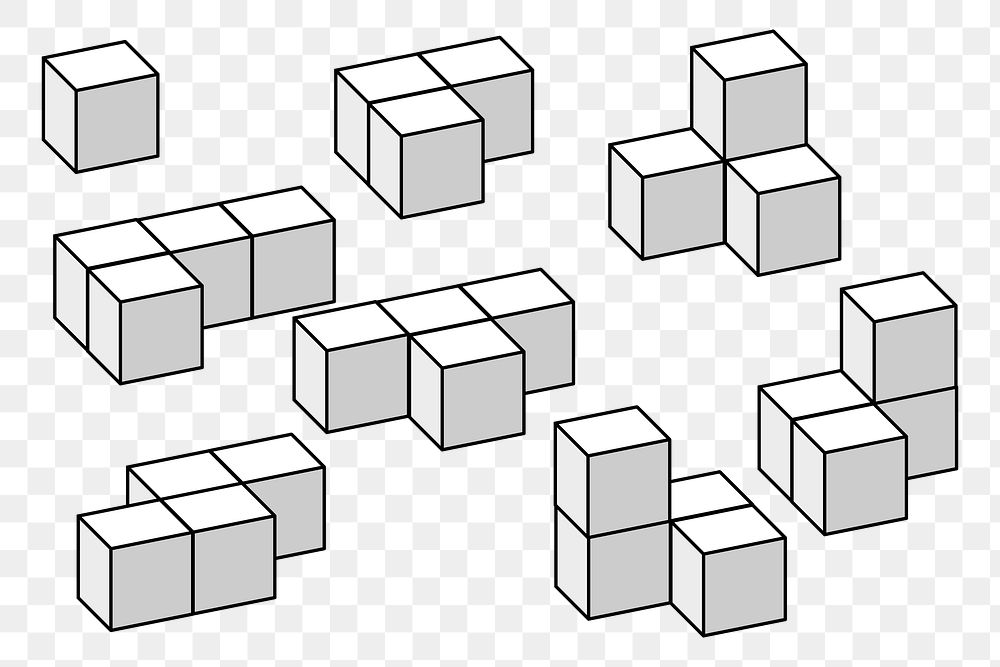 Cubic boxes png sticker, transparent background. Free public domain CC0 image.