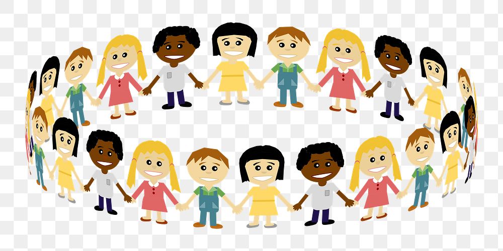 PNG Children holding hands clipart, transparent background. Free public domain CC0 image.