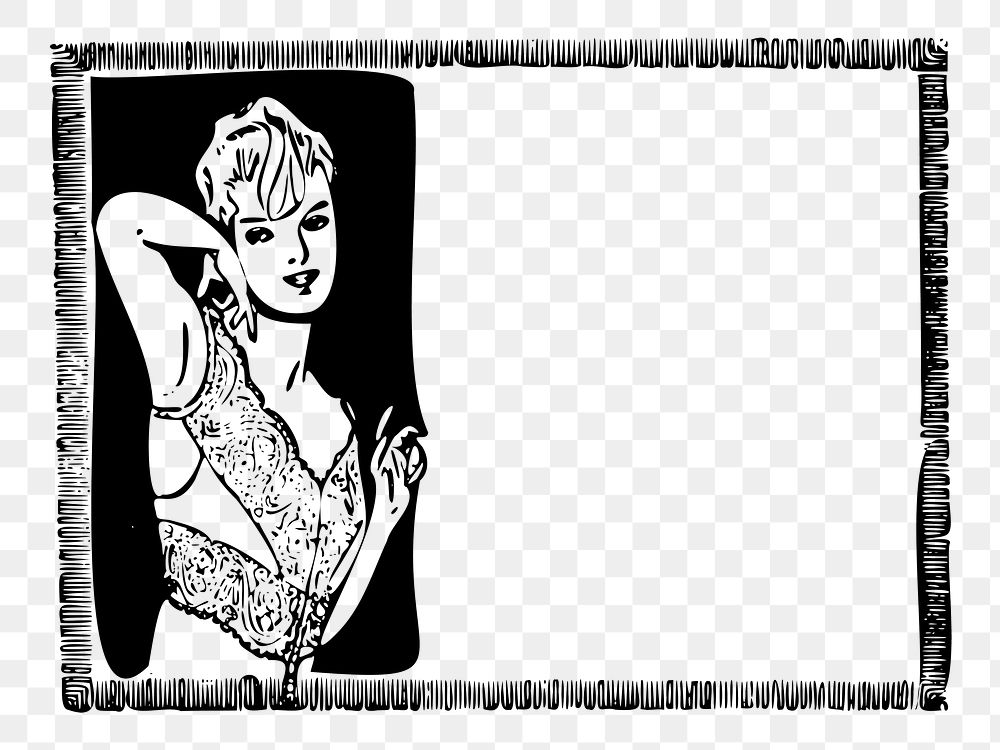 PNG Vintage woman frame clipart, transparent background. Free public domain CC0 image.