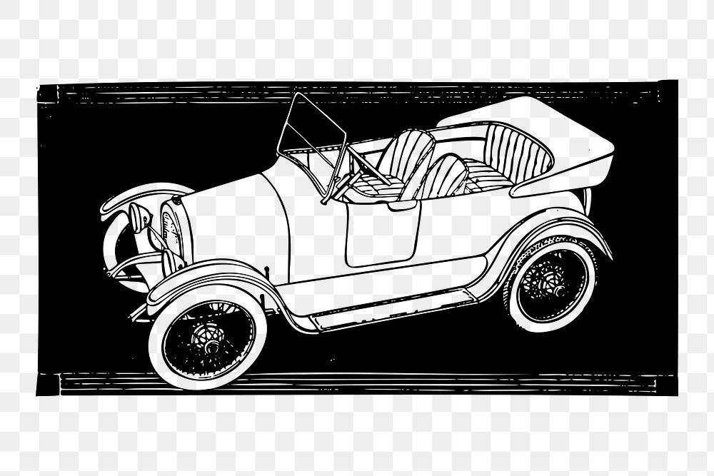 PNG Vintage car clipart, transparent background. Free public domain CC0 image.