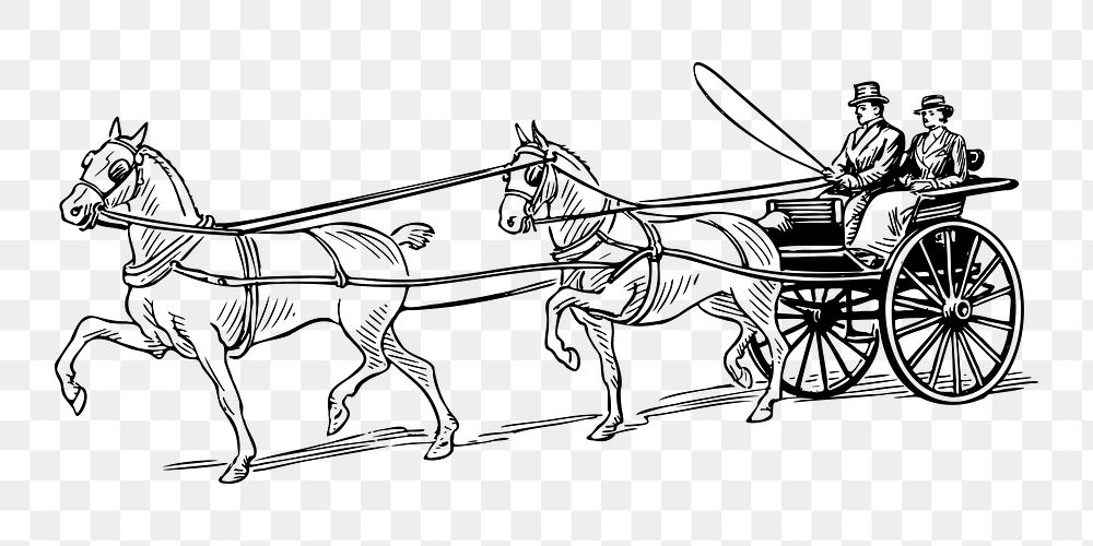 PNG Horse carriage clipart, transparent background. Free public domain CC0 image.