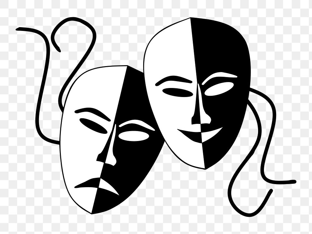 PNG Theatre mask clipart, transparent background. Free public domain CC0 image.