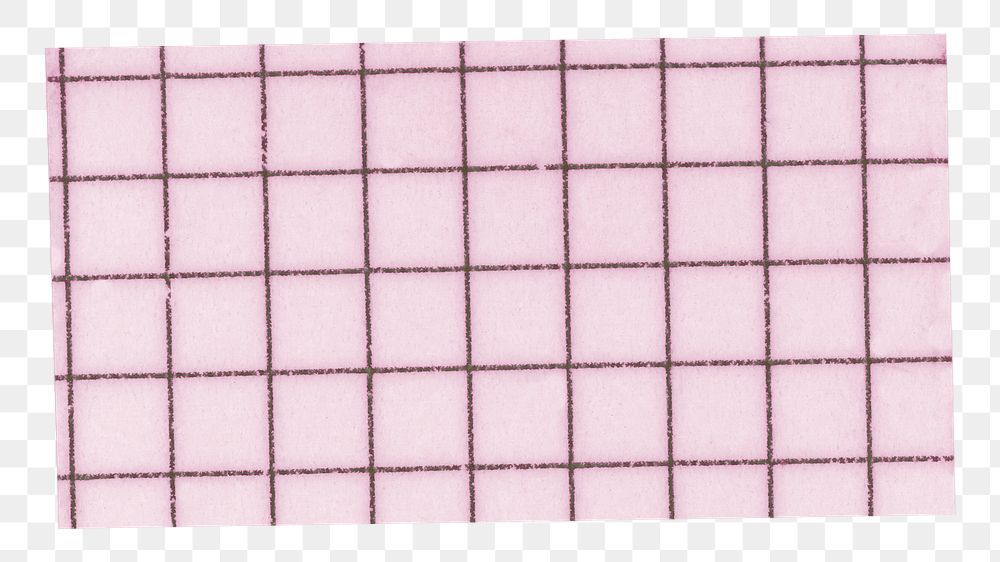 Pink grid patterned png paper sticker, transparent background