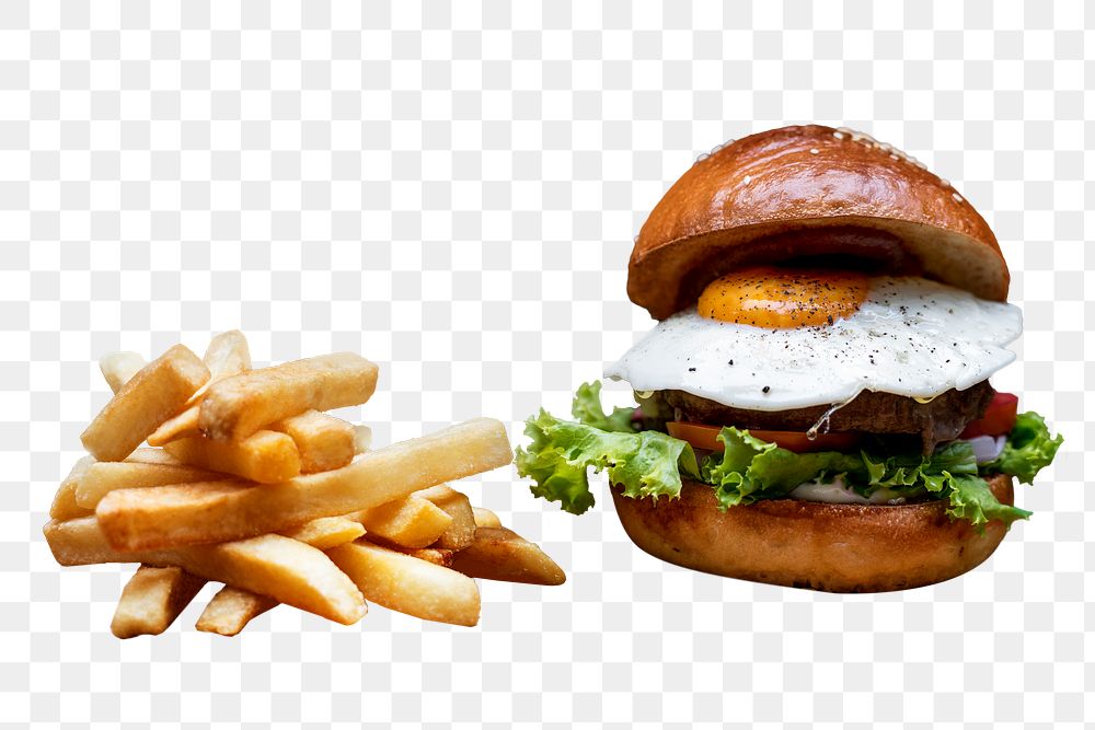 Burger and fries  png sticker, transparent background