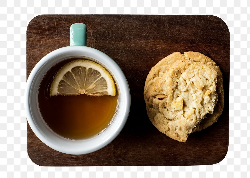 Tea and cookie png sticker, transparent background