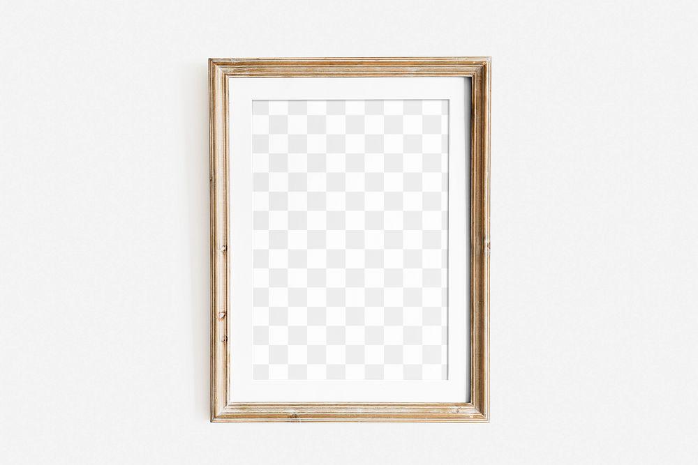 Classic wooden frame png mockup, transparent design