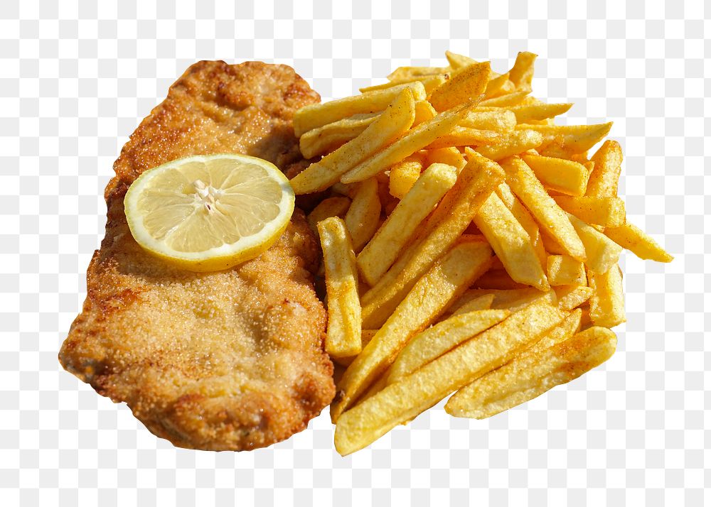 Fish and chips  png sticker, transparent background