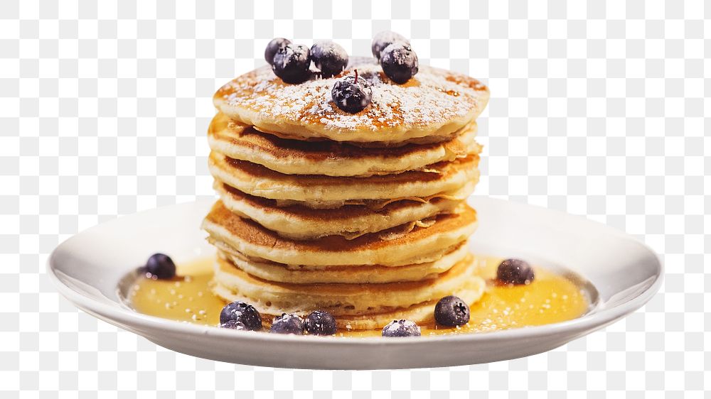 Png blueberry pancakes sticker, transparent background