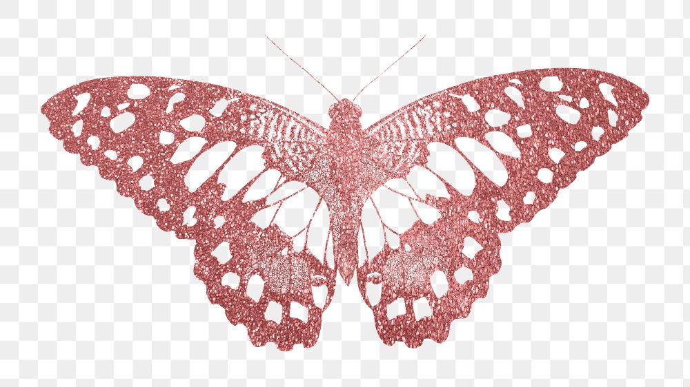 Pink butterfly png sticker, sparkly aesthetic design, transparent background. Remixed from the artwork of E.A. S&eacute;guy.