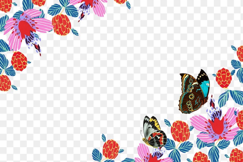 E.A. Séguy's butterfly png frame, transparent background. Remixed by rawpixel.