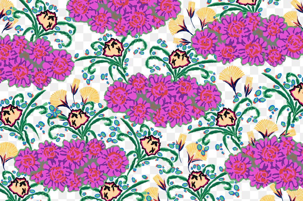 Exotic botanical png pattern, transparent background, remixed from the artwork of E.A. S&eacute;guy