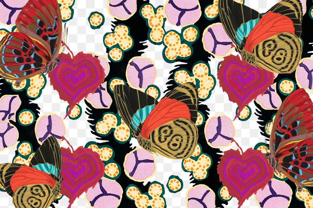 Exotic butterfly png vintage pattern, transparent background, remixed from the artwork of E.A. S&eacute;guy