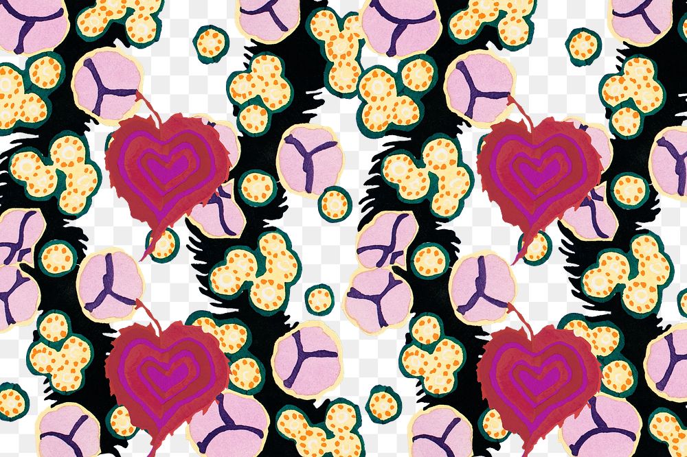 Pink exotic flower png pattern, transparent background, remixed from the artwork of E.A. Séguy