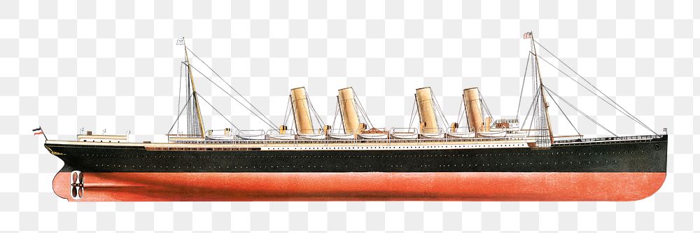 Png Kaiser Wilhelm der Grosse ship, ocean liner on transparent background.  Remastered by rawpixel