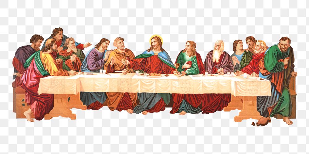 Png Leonardo da Vinci's The Last Supper on transparent background.  Remastered by rawpixel