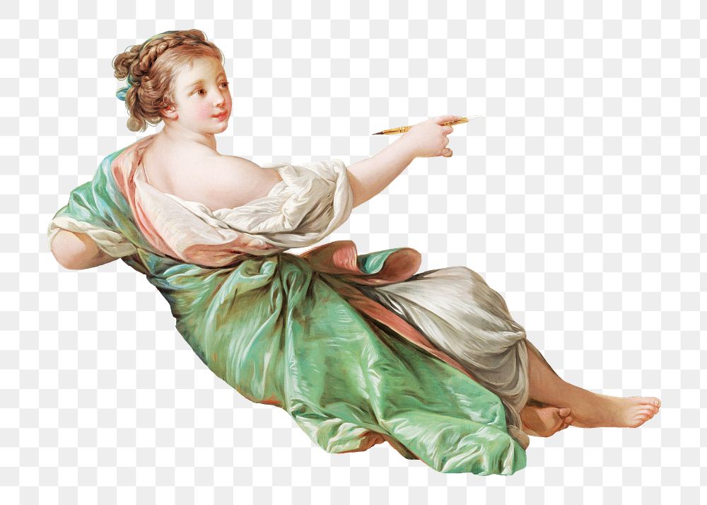 Fran&ccedil;ois Boucher's png Allegory of Painting on transparent background.    Remastered by rawpixel