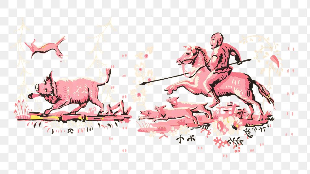 Harold Merriam's png Hunting Scene illustration on transparent background.    Remastered by rawpixel