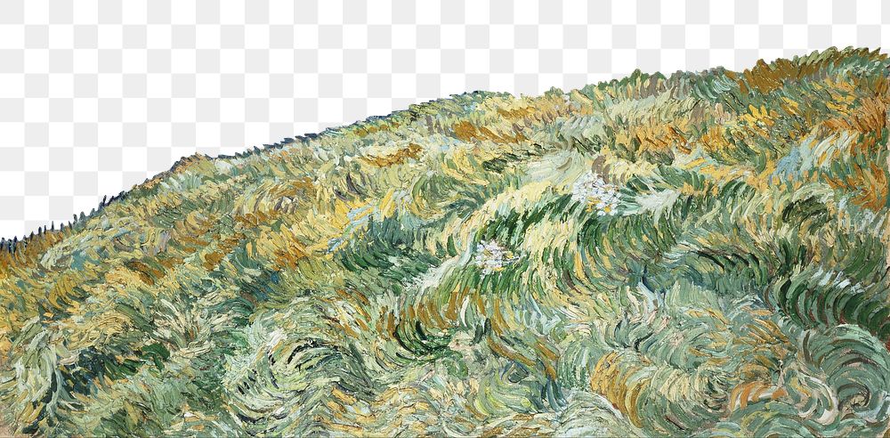 Van Gogh's png Landscape from Saint-R&eacute;my border, transparent background.   Remastered by rawpixel