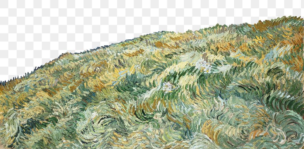 Van Gogh's png Landscape from Saint-Rémy border, transparent background.   Remastered by rawpixel