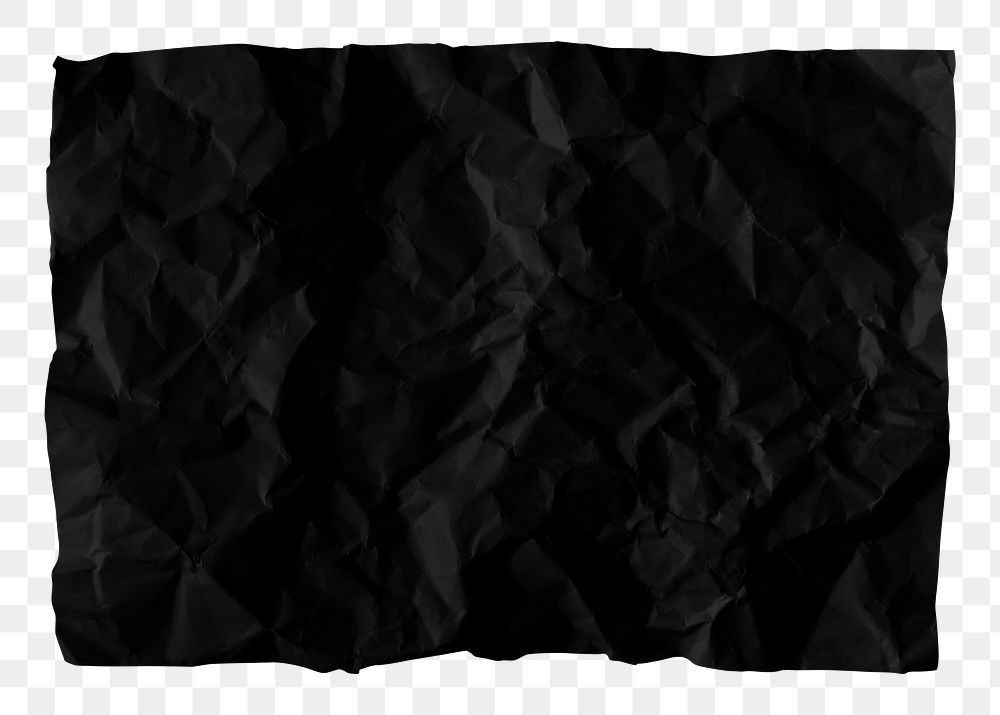 Wrinkled black paper png sticker, transparent background
