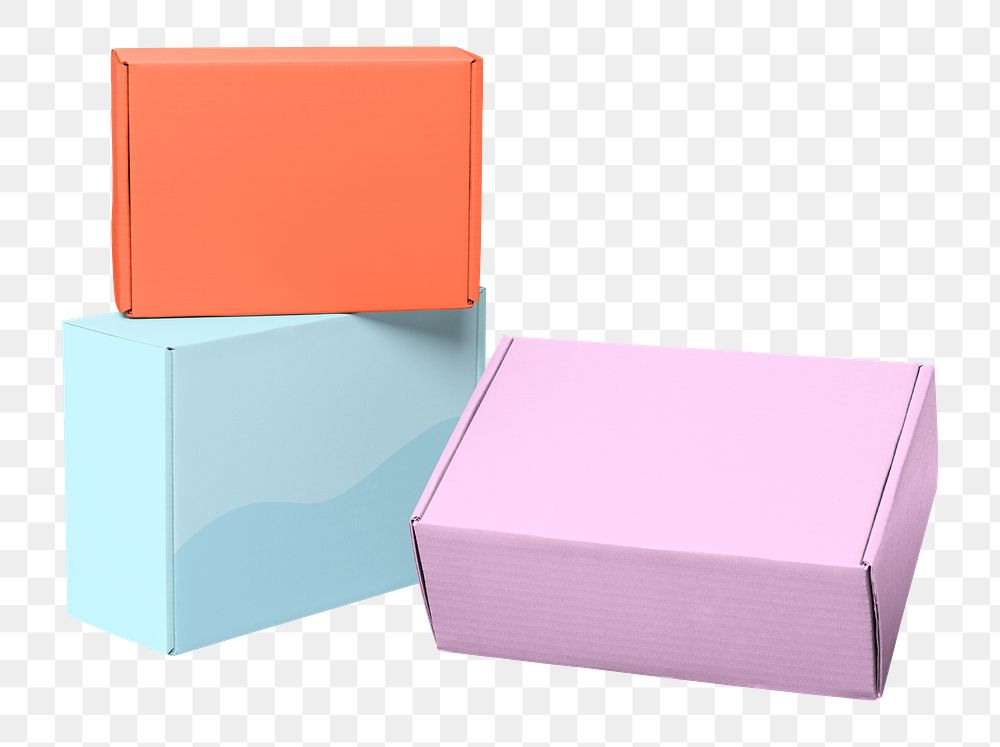 Colorful boxes png sticker, small business packaging, transparent background