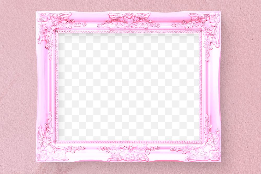 Pink picture frame png mockup, transparent design