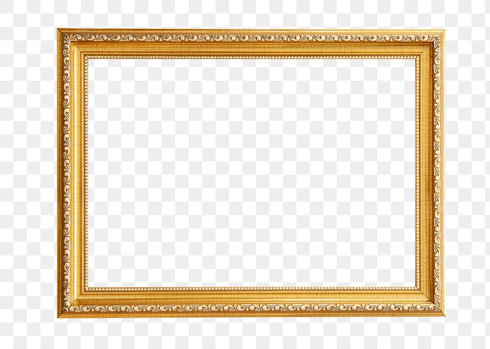 Vintage gold  frame png sticker, transparent background