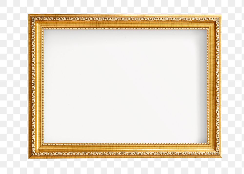 Vintage gold  frame png sticker, transparent background