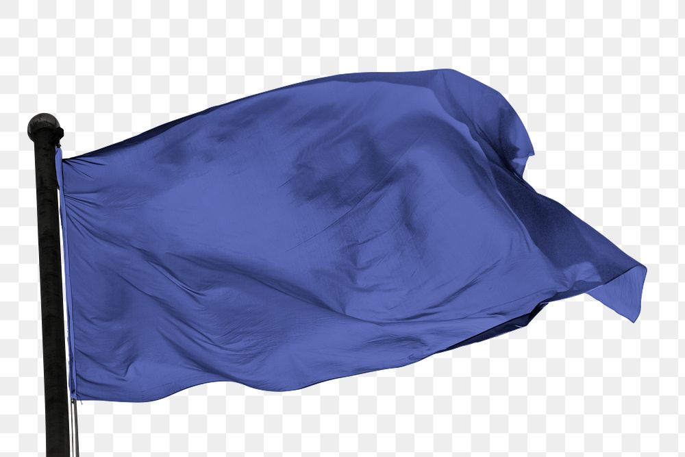 Waving blue flag png sticker, transparent background