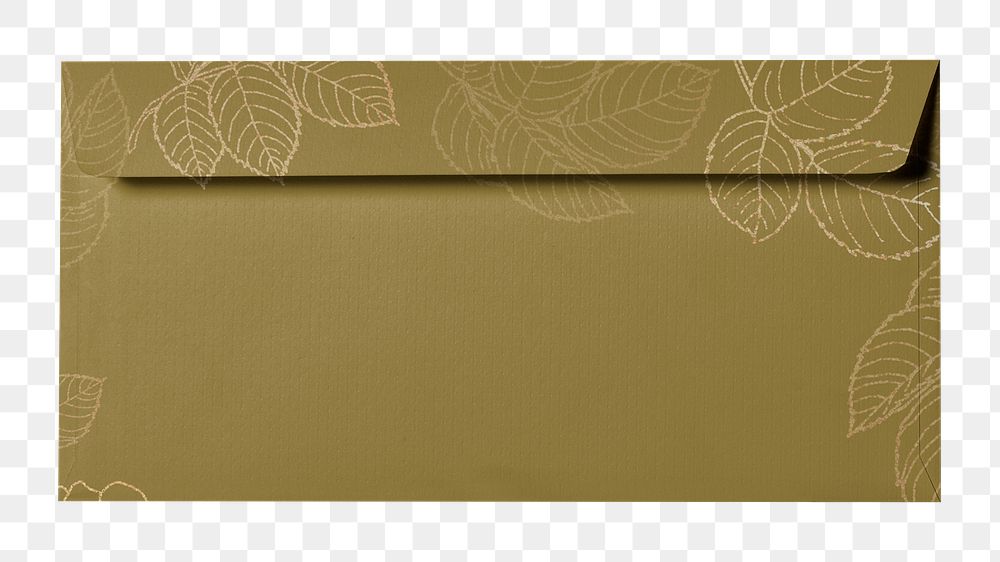 Green botanical envelope  png sticker, transparent background