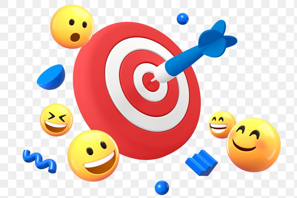 Dart hitting target png sticker, happy emoticons business remix, transparent background