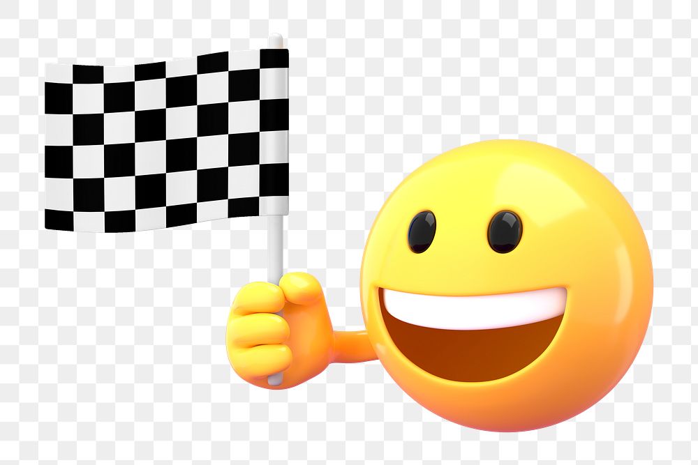 Racing flag png sticker, 3D emoji transparent background