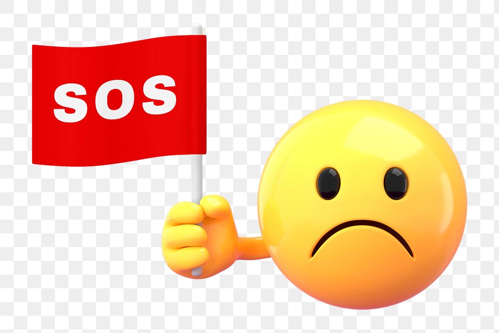 Sos flag png sticker, 3D emoji transparent background