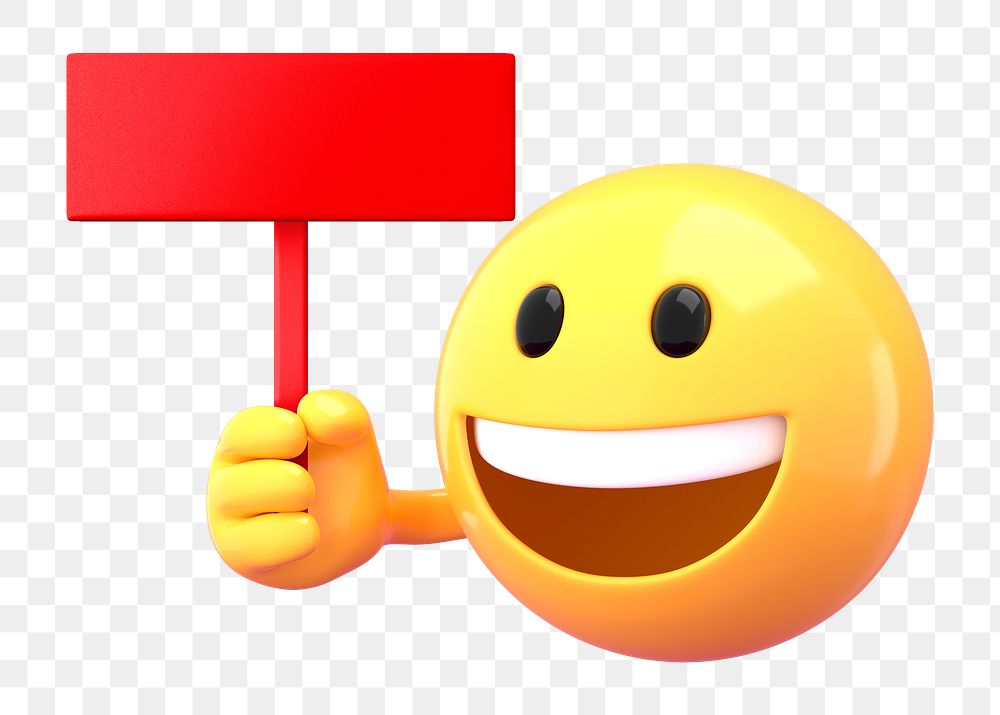 Red sign png mockup, 3D emoji transparent background