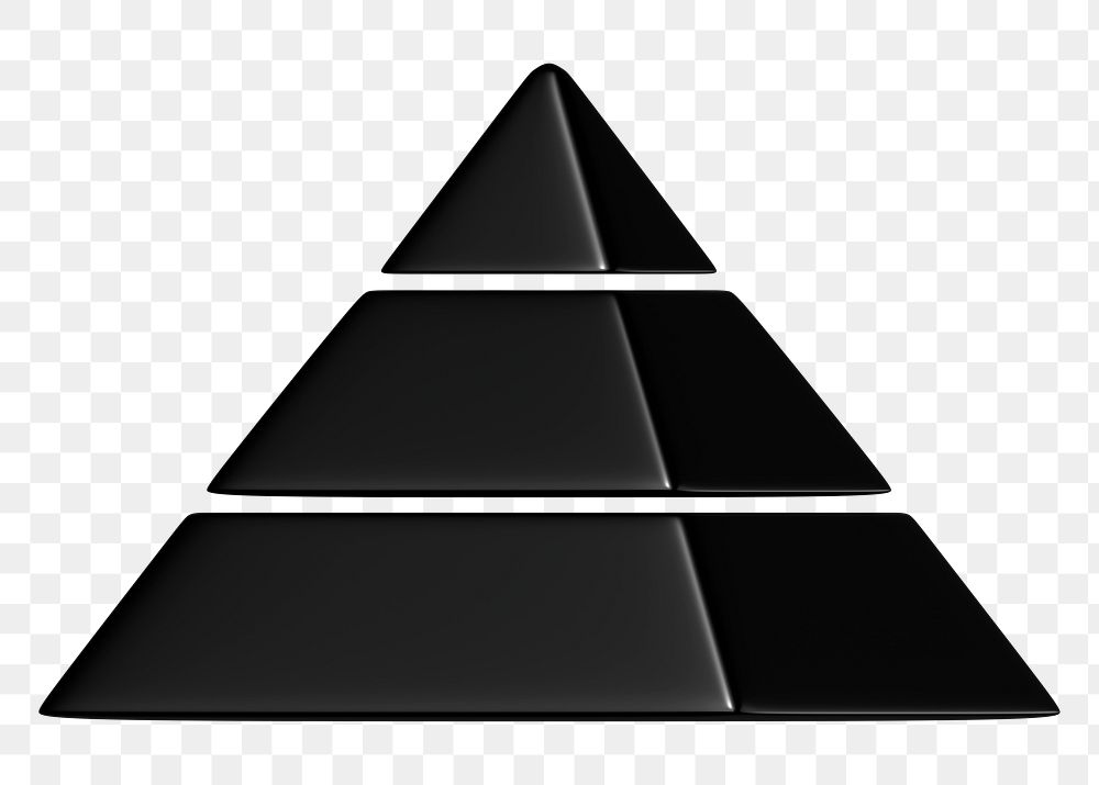 Black pyramid chart png 3D shape sticker, transparent background